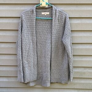 Loft | Wool Blend Open Front Gray Cardigan Sweater size Extra Large